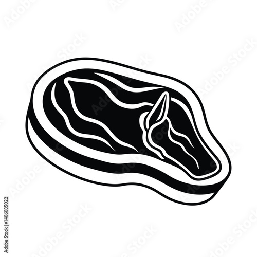 Vector Silhouette of Raw Beef Steak