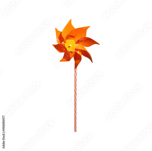 Pinwind toy isolated, orange windmill