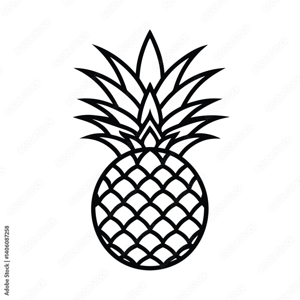 Obraz premium Vector Silhouette of Tropical Pineapple