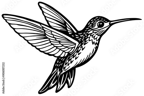 Hummingbird Outline Vector Art