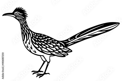 Greater Roadrunner Silhouette Drawing