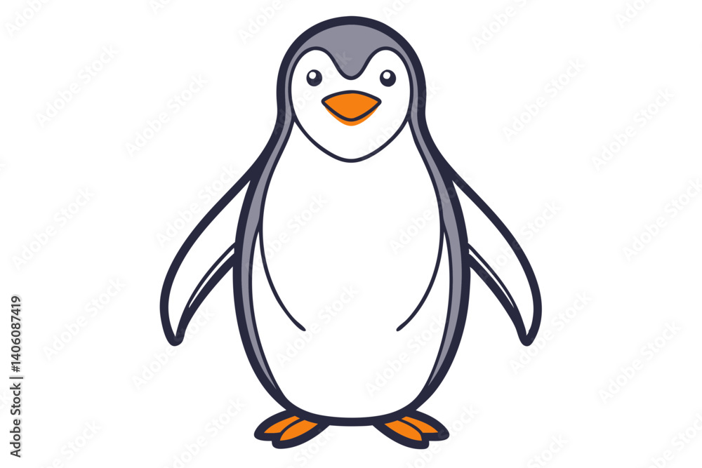Fototapeta premium Penguin Simple Outline Artwork