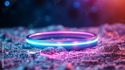 Wallpaper Mural Vibrant futuristic circular object glowing amidst textured surface with abstract background lighting Torontodigital.ca