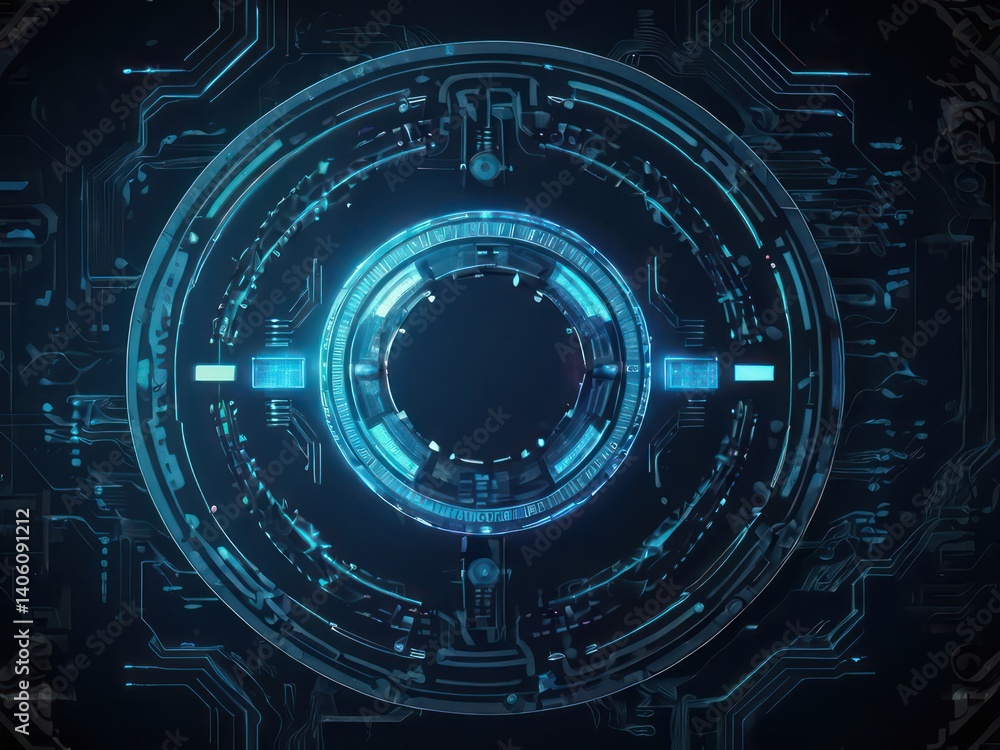 Digital circle circuit blue background futuristic technology