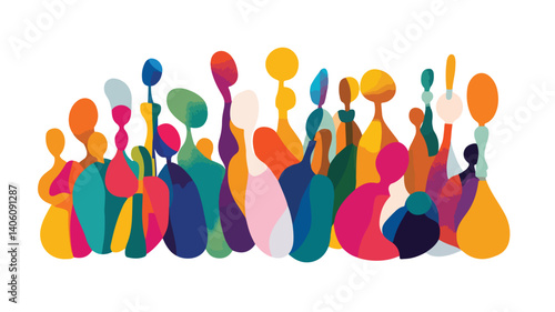 Vibrant Group Illustration: Colorful and Diverse Team Artwork