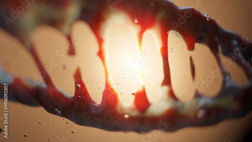 Фотография Vibrant 3D DNA structure with microcosmic molecules, showing genetic code creati