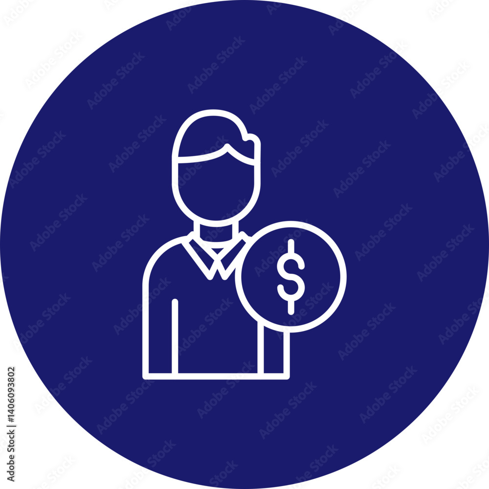 Businessman Vector Line Circle Icon Design Businessman Vector Line Circle Icon Design