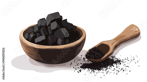 Activated Charcoal on White Background - Powerful and Versatile Detoxifier for Wellness Purposes