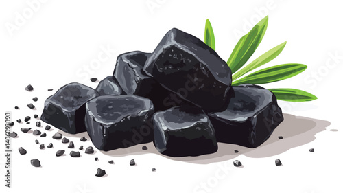 Activated Charcoal on White Background - Powerful and Versatile Detoxifier for Wellness Purposes