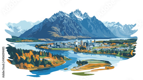 Breathtaking Aerial View of Queenstown New Zealand Landscape