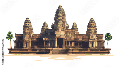 Angkor Wat Cartoon Vector Illustration Icon Vect