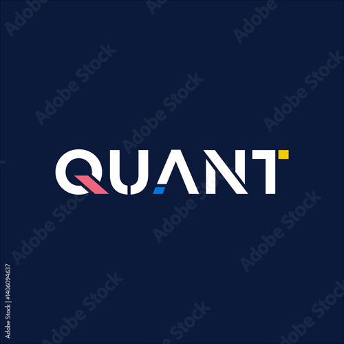 Typographic Text Font Quant, logo design inspiration.