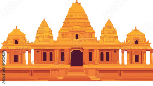 Intricate Illustration of Kashi Vishwanath Temple for Creative Projects