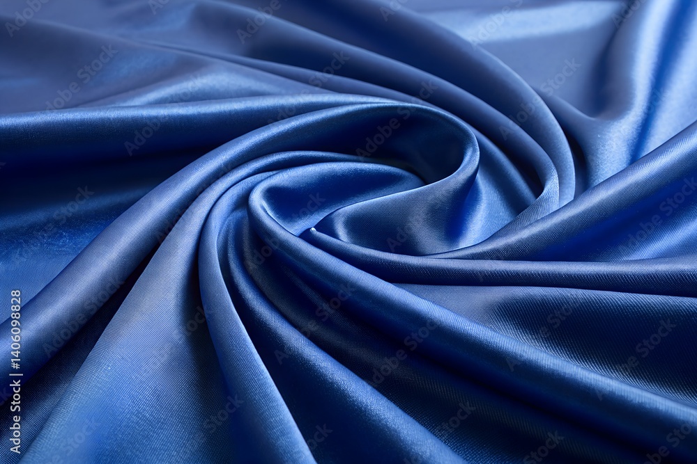 Obraz premium Luxurious Silk Texture: A close-up view of a silky blue fabric, its delicate texture and intricate folds create a sense of luxury and elegance. The fabric's subtle sheen captures the light.