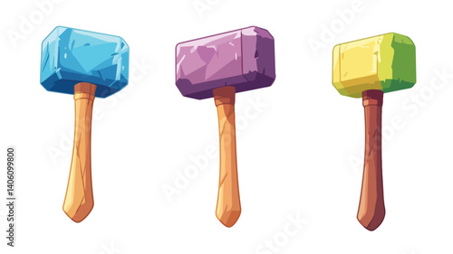 Vibrant Cartoon Hammer Illustration for Game Design Projects