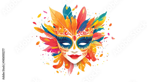 Vibrant Carnaval Card Design with Wide Variety of Colors and Happy Elements