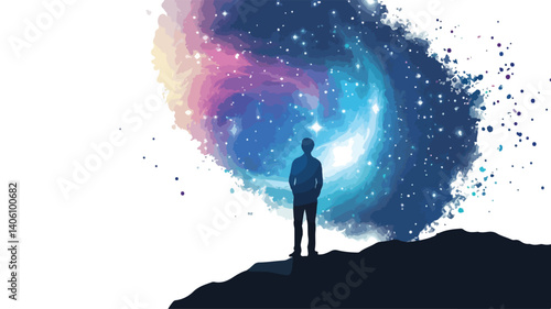 Majestic Cosmic Galaxy Astronomy Universe Standing Vector Image