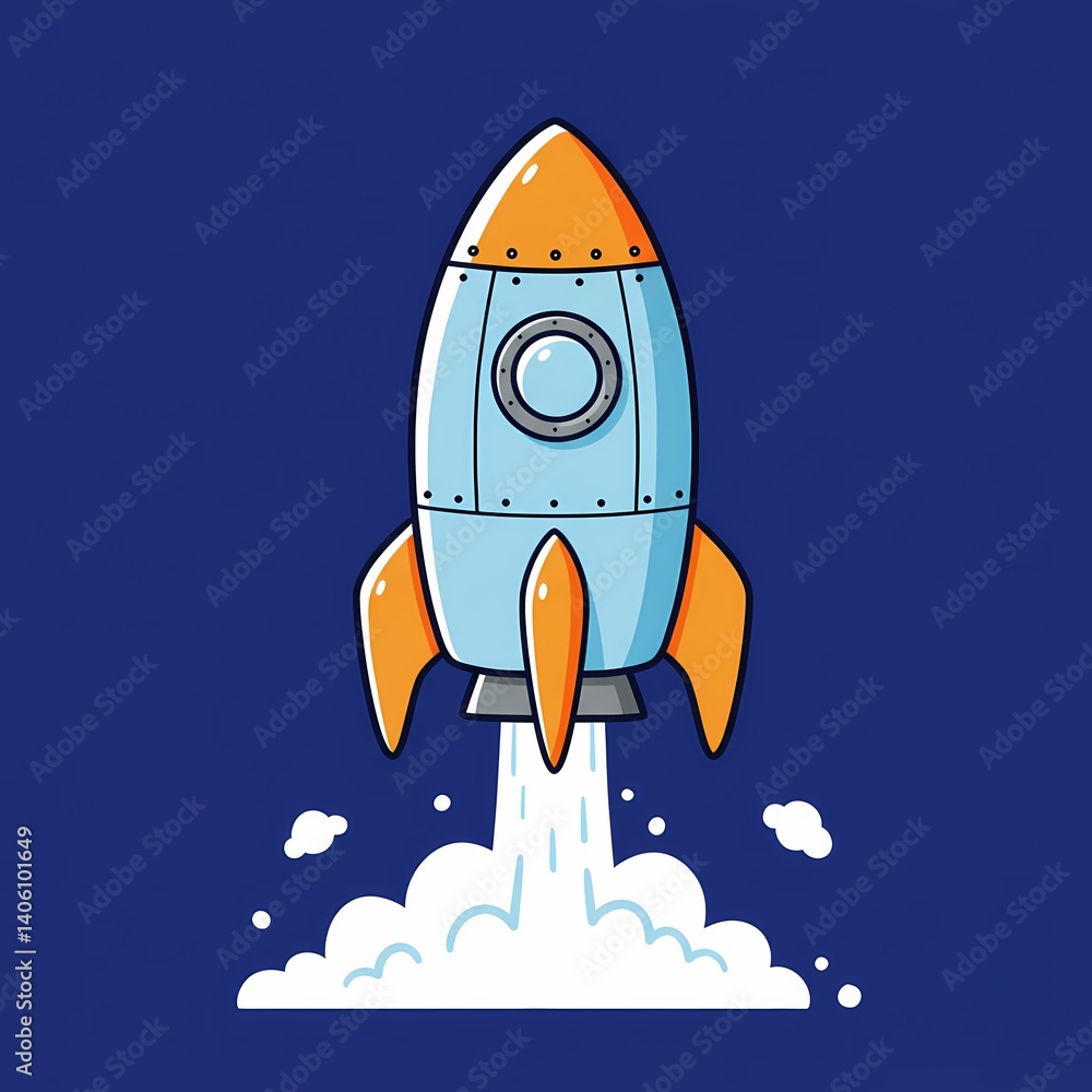 Fototapeta premium cartoon rocket in space
