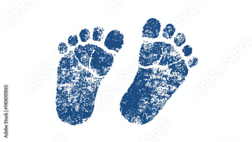 Adorable Baby Footprints in Silhouette Print Drawing for Nursery Decor