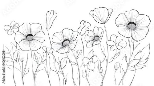 Cute Spring Flowers Coloring Page for Creative Art Projects