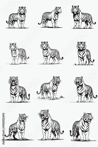 Wild vector illustration of tiger