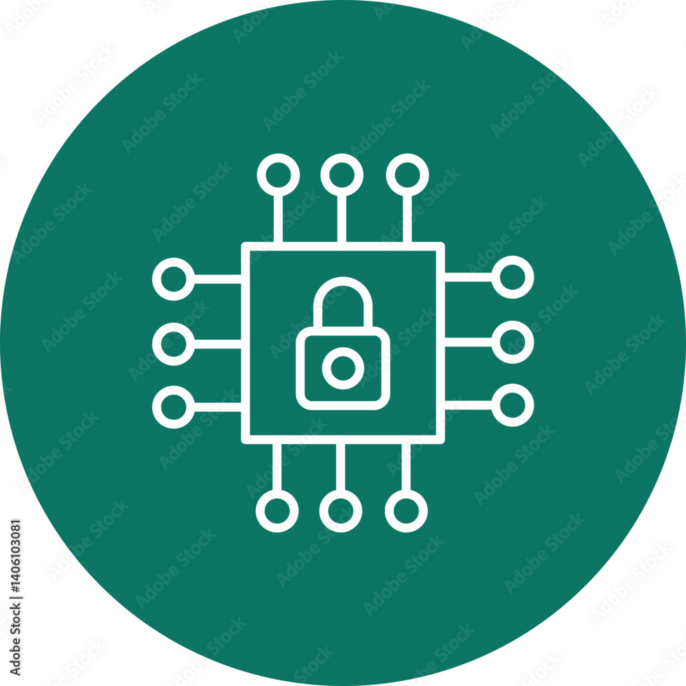 Cyber Security Vector Line Circle Icon Design Cyber Security Vector Line Circle Icon Design