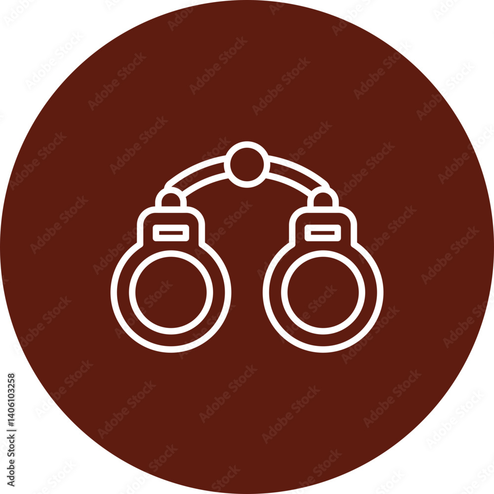 Handcuffs Vector Line Circle Icon Design Handcuffs Vector Line Circle Icon Design