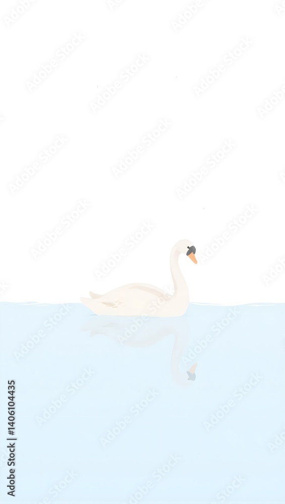 Fototapeta premium Elegant swan gracefully gliding on serene lake in soft pastel hues embodying tranquility and beauty