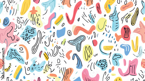Vibrant Doodle Colorful Pattern Background Vector Illustration