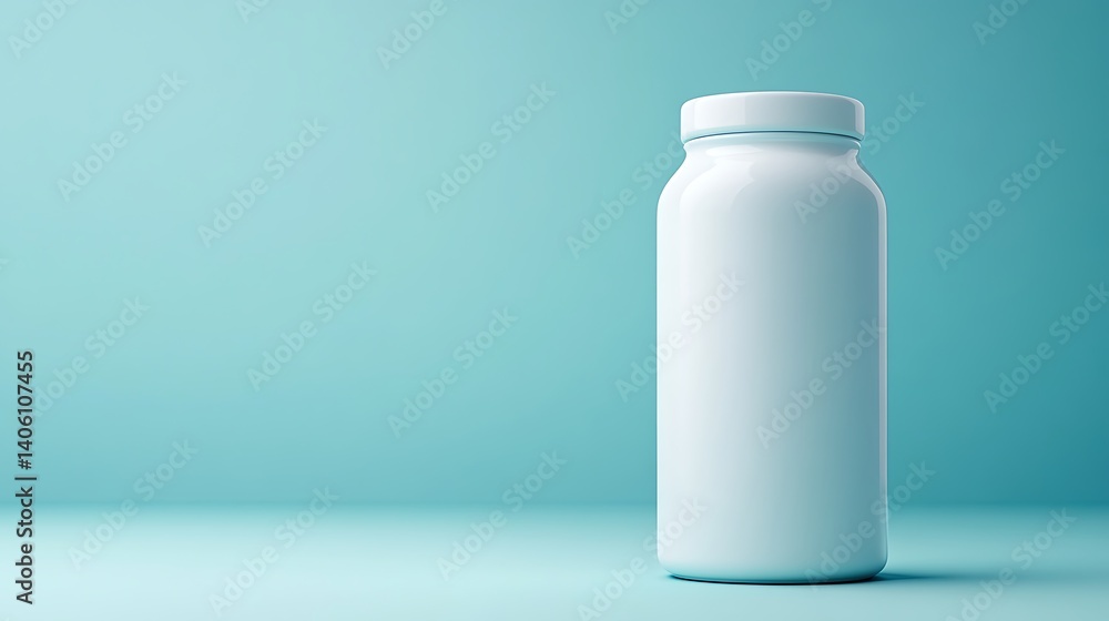 White Empty Jar on Blue Background White Empty Jar on Blue Background