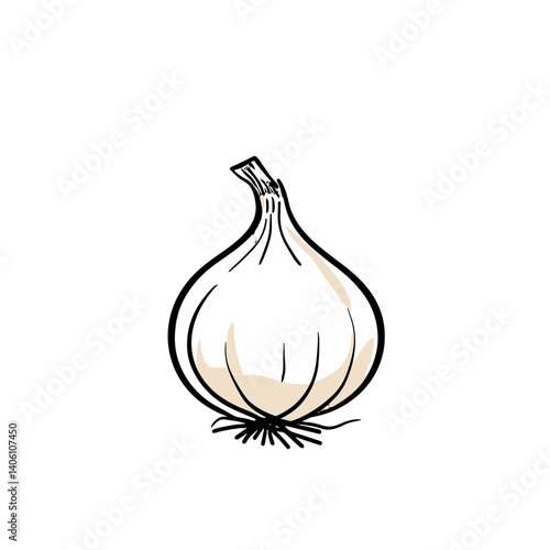 Simple line drawing of a single garlic bulb icon