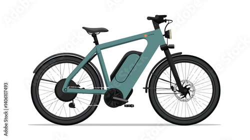 Sleek Eco-Friendly Electric Bicycle in Modern Design Side View isolated on white background