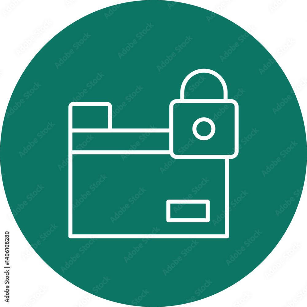 Locked Data Vector Line Circle Icon Design Locked Data Vector Line Circle Icon Design