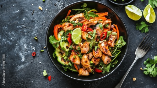 Wallpaper Mural Pork liver meat spicy salad Thai northeast style local food, Thailand Torontodigital.ca