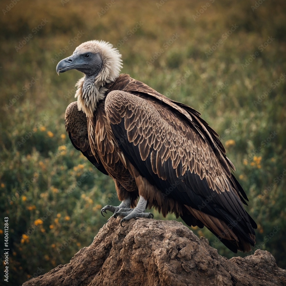 Vulture with embroidered patterns on its wings. Vulture with embroidered patterns on its wings.