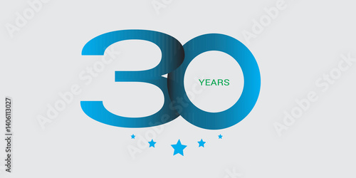 30 Years Anniversary Logo, Vector Template Design element for birthday, invitation, wedding, jubilee and greeting card