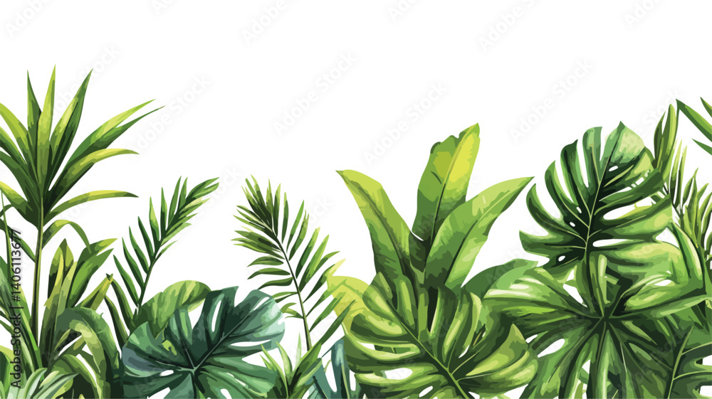 Fototapeta premium Green Seamless Botanical Pattern Background Vector Illustration