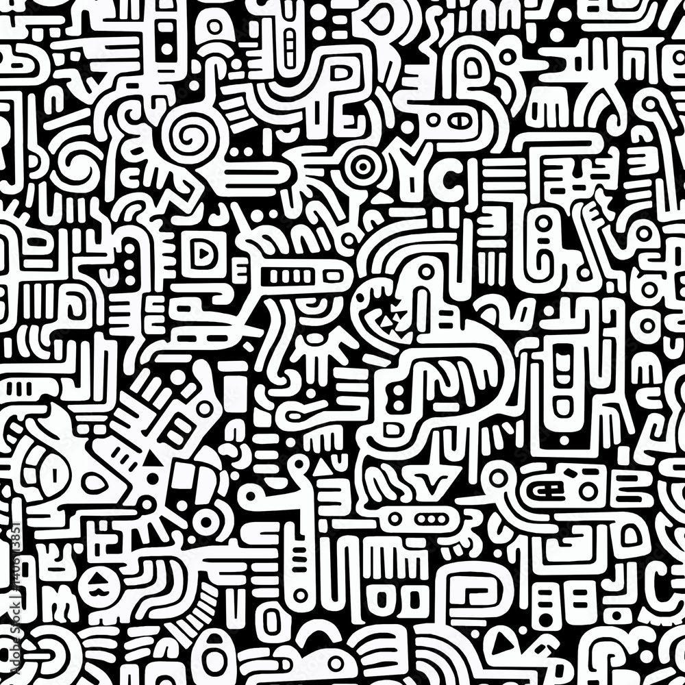 custom made wallpaper toronto digitalAbstract geometric pattern made of black and white mosaic.Seamless pattern.	
