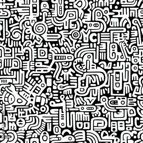 Wallpaper Mural Abstract geometric pattern made of black and white mosaic.Seamless pattern.	
 Torontodigital.ca