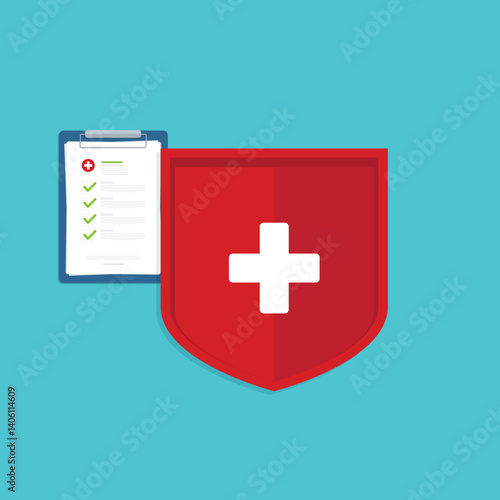 Health insurance concept. Healthcare, finance and medical service. Vector illustration	