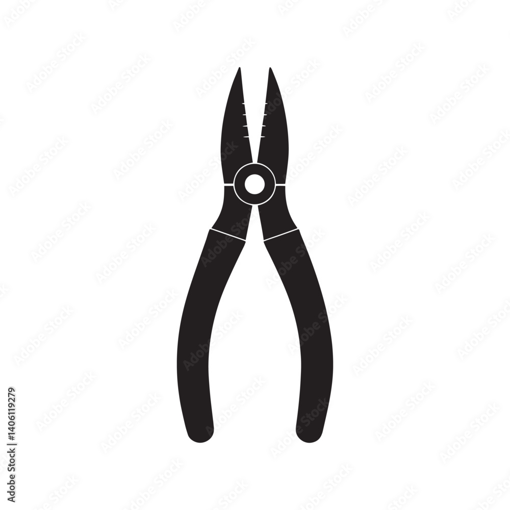 Needle-Nose Pliers Precision Tool Illustration Needle-Nose Pliers Precision Tool Illustration