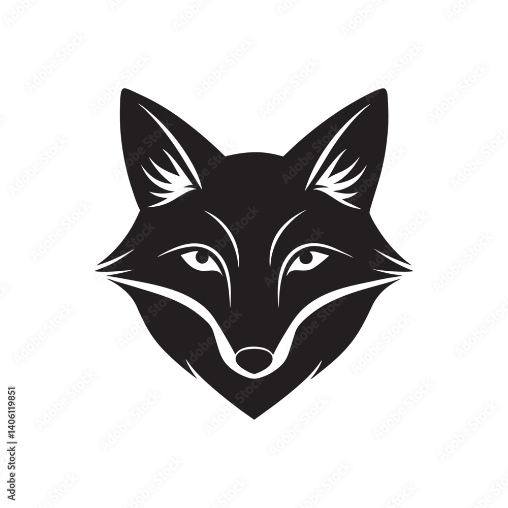 Majestic Fox Head Silhouette Illustration Majestic Fox Head Silhouette Illustration