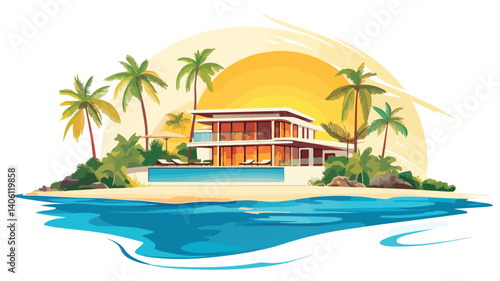 Luxurious Summer Beach Resort Destination with Beautiful Ocean View