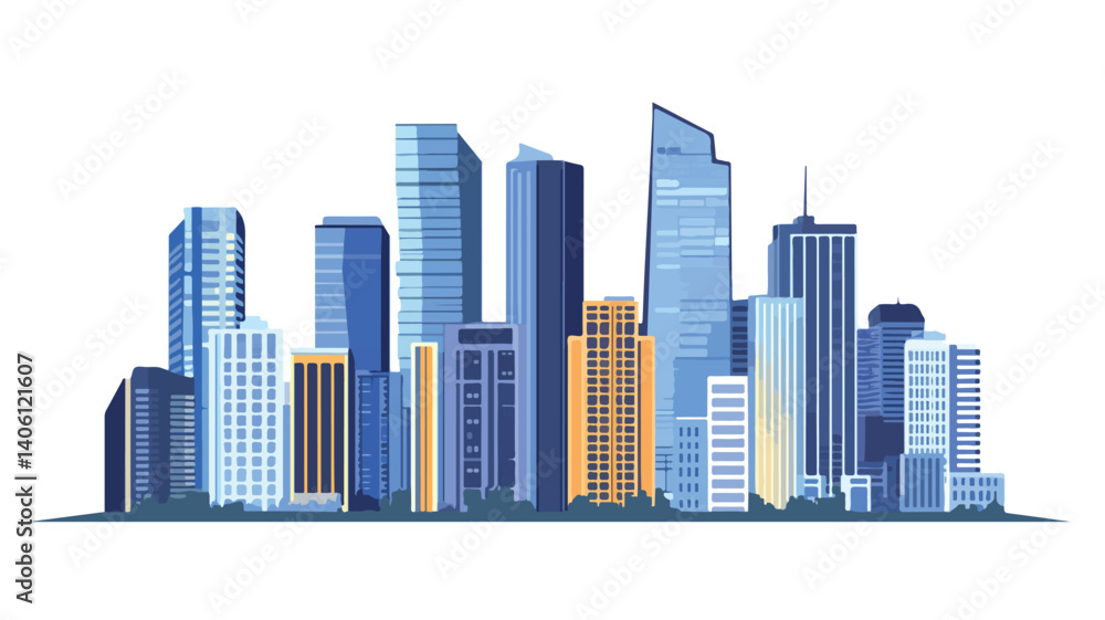 Dynamic Vector Illustration of Modern City Skyscrapers in Monochrome Tones Dynamic Vector Illustration of Modern City Skyscrapers in Monochrome Tones