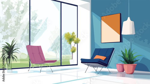 Stylish Modern Room Interior Design with Large Window