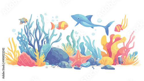 Ocean Plastic Pollution Vector Illustration