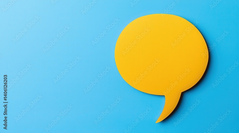 Bright yellow speech bubble on a solid blue background creating a vibrant contrast, ideal for creative projects and communication design Bright yellow speech bubble on a solid blue background creating a vibrant contrast, ideal for creative projects and communication design
