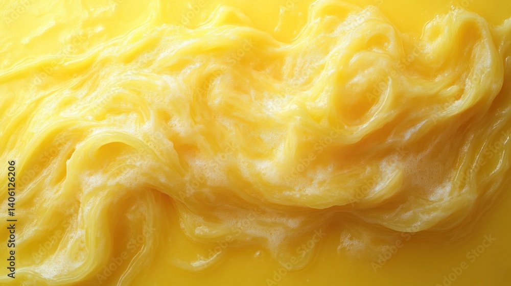 Vibrant Yellow Substance with Swirling Patterns Ideal for Abstract Food and Background Desig Vibrant Yellow Substance with Swirling Patterns Ideal for Abstract Food and Background Desig