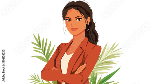 Confident Professional Latin Female Isolated Vector Illustration