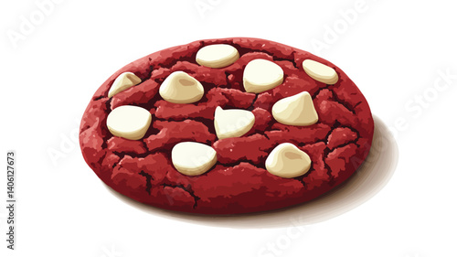 Delicious Red Velvet White Chocolate Chip Cookie Vector Illustration